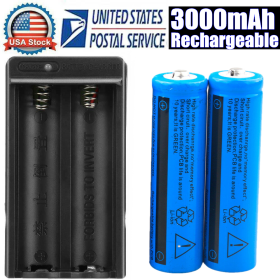 Li-ion Battery&Charger 3000mAh 3.7V Rechargeable Batteries  US Plug For Torch Flashlight