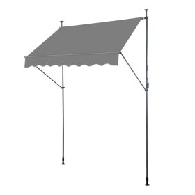 200x120x200-300cm Grey, Support Canopy, Polyester Fabric, Aluminum-iron Frame, Retractable