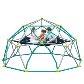 13-foot Geometric Dome Climber Play Center, Children's Climbing Dome Tower With Hammocks, Rust-resistant And UV-resistant Steel Support 1000 Pounds (Color: Green)