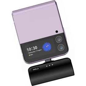 Local US Stock Unique Mini Power Bank 3350mAh Fast Charging Lipstick Size Phone Portable Charger With Built-in Type C Plug (Color: Black)