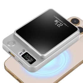 1Pc 2 In 1 Magnetic Wireless Power Bank 10000mAh PD20W Fast Charger MagSafe Wireless Power Bank Fit For IOS Phones IOS Phone 17 Series And More (Color: White)