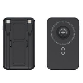 1Pc 3 In 1 10000mAh MagSafe Fast Charging Power Bank PD20W Portable Charger With 2 Built In Cables Stand Fit For IOS Phone 16 15 13 Series And More (Color: Black)